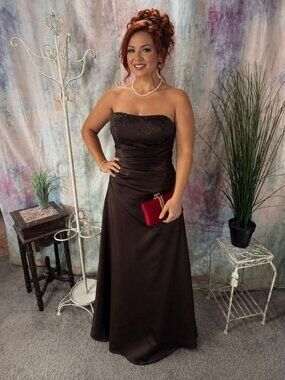 NewπAlfred Angelo Crystal Beading Draped Bodice Bridesmaid - Formal -Prom Dress
